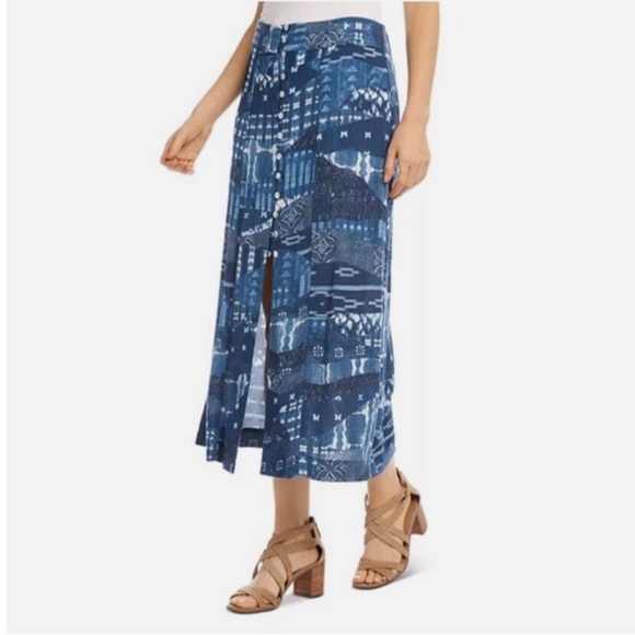 Karen Kane Dresses & Skirts - Karen Kane Bali blue abstract midi skirt button front XS